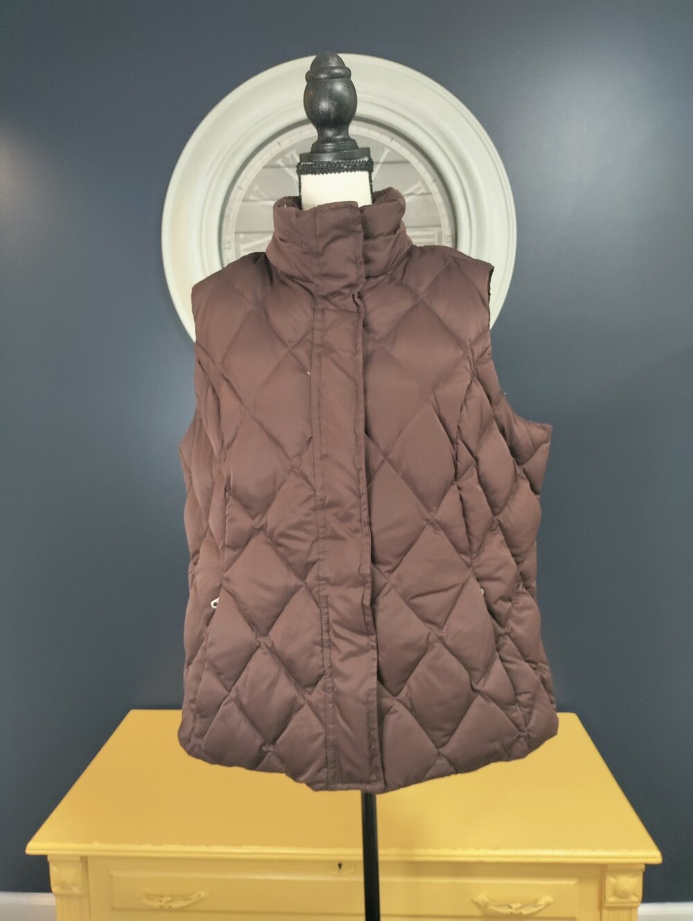 Eddie Bauer Goose Down Puffer Vest Women's XL Burgundy EB650 Pockets Full Zip
